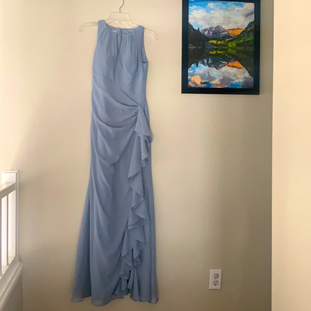 JJ’s House, light blue floor length dress.